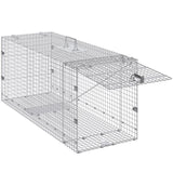 Live Animal Cage Trap, 50" x 20" x 26" Humane Cat Trap Galvanized Iron, Folding Animal Trap with V952-YBL50YC00000VGIXYV0