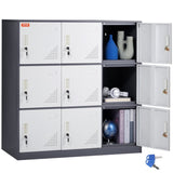 9 Doors Metal Storage Cabinet Employees Steel Storage Cabinet Office Gray V952-JCJHSBMY33180TSQWV0
