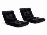 Artiss 2X Lounge Sofa Bed Flannel Fabric Black FLOOR-SBL-M193-S-BKX2