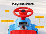 Rigo Kids Ride on Car Train 12V Electric Toy 2 Seaters Storage 87cm Blue RCAR-TRAIN-BU