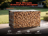 Firewood Rack with Sloped Roof, 143cm Outdoor Firewood Holder, 1/4 Cord Log Storage Shed, 299kg Max V952-HWDCJ4FT20MMZB5Q6001V0