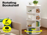 4 Tier Rotating Bookshelf PVC Freestanding Corner Rack Bookcase Multifunctional Spinning 360 Storage V985-ROTATINGBOOKSHELF