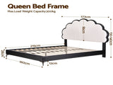 Artiss Queen Bed Frame with Adjustable Shell Headboard and PVC Upholstery BFRAME-G-COCO-Q-BW-AB