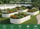 Green Fingers Raised Garden Bed 2 Pack Galvanised Planter Box Rust Resistant 120x60x30cm White GB-OVAL-1206030-WHX2