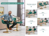 SERENIT Swivel Bars Set of 2 Counter Height Barstools with Back Velvet Upholstered Adjustable V255-GP2210R-EMGREEN
