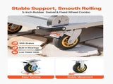Platform Truck, 907.18 kg Capacity, Heavy Duty Steel Flatbed Cart with Swivel Wheels and Handle, V952-ZDPBC2000LBSULEYG001V0