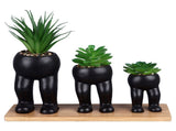 3PCS Artificial Succulent Plants in Ceramic Pots Modern Cute Human Shaped Decorative Fake Succulents V1294-YM0901-3115240022311