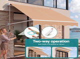 Instahut Motorised Pivot Arm Awning Window Sun Shade 2.1 X 2.1M Beige AWN-B-FIXED-RM-21-BEIGE
