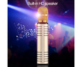 K6 Handheld Wireless Bluetooth-compatible Condenser Microphone Karaoke Speech Mic Speaker Golden V1263-JX-1078