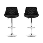 Artiss 2x Bar Stools Leather Padded Gas Lift Stool Black BA-K-704-BKX2