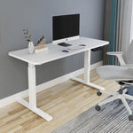 160cm Standing Desk Height Adjustable Sit Stand Motorised White Dual Motors Frame Maple Top V255-DMW-160M