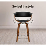 Artiss 2x Bar Stools Swivel PU Seat Wooden BA-TW-8201-BKX2