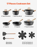 VEVOR 17 Piece Pots and Pans Set Granite Nonstick Kitchen Cookware Black V952-LGTZLGTFLTCYRQCBTV0