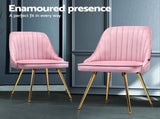 Artiss Dining Chairs Set of 4 Velvet Channel Tufted Pink UPHO-D-DIN203C-VEL-PKX4