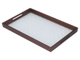 Serving Tray Walnut Wood Vintage Glass Cake Bread Breakfast Snack Plate Elegant Rectangle Tray V1294-YM0703-3118230019011
