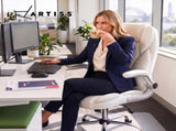 Artiss 8 Point Massage Office Chair PU Leather White MOC-1223-WH