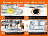 Portable Kerosene Heater Lift-Up Heater Indoor Outdoor Heater Camping Heater - White - Size set V1102-132-81194-WHT-SET