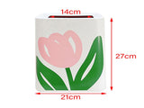 Floral Trash Can Large Mouth Cute Appearance Modern Style Garbage Waste Basket for Kitchen Bathroom V1294-YM0521-3117230064314