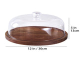 Cake Stand with Lid Wood 12in Round Cake Holder 2-in-1 Dessert Table Display Set and Charcuterie V1294-YM0901-H49309WO