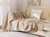 130*230CM Khaki Nordic Solid Color Knitted Sofa Throw Blanket with Tassels - Waffle Weave Polyester V888-ELOSUNG17038