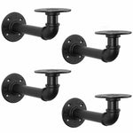 4PCS Pipe Floating Shelf Bracket Industrial Pipe Shelf Bracket Mounting Bracket Storage Racks Decor V324-4PCWBRACKET-BK