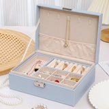 2-Tier Jewelry Box - With Removable Drawer & Lock - Large Storage Capacity for All Jewelry - Blue V1188-ZXY-131-388