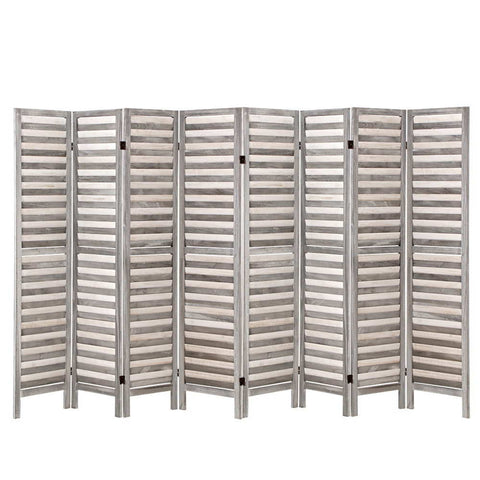 Artiss 8 Panel Room Divider Screen 326x170cm Louver Grey RD-B-4089-8P-GY