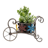 Antique Wheelbarrow w Flower Design Pot Planter 41cm V637-06989WBR