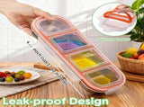 Set of 2 Stainless Steel Bento Lunch Box with 4 Compartments Leak-Proof Lids Stackable Snack V1237-ZY-917-288