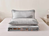 Brown Verdant Quilted Ensemble with Flower Motifs bedspread and Pillowcases V745-MAC090454Q13U