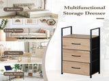 CARLA HOME 3 Drawer Tallboy Storage Cabinet - Brown - Rustic - Steel - Chest Drawers Tallboy V178-36451
