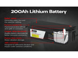 Giantz 12V 200Ah Lithium Battery LiFePO4 Deep Cycle Box Solar Caravan Camping BATTERY-LI-200-B