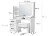 Levede Dressing Table Vanity Stool Set Sliding LED Mirror Makeup Storage Shelves White VM1035-WH-AU
