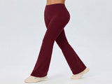 Red Size M Women's High Waisted Yoga Flare Leggings - V Back Seam Micro Flare Workout Pants with V888-ELOSUNG57304-2