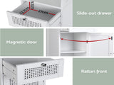 Artiss Bathroom Cabinet Storage X2 White Rattan 161cm FURNI-G-BATH-RAT-01-WHX2