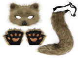 3 Pcs Set Festival Animal Mask Gloves Plush Animal Tail Handmade Beast Tail Cosplay Props V1294-YM0901-240810FB01-3