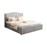 Emily Bed Frame Queen Size Velvet Fabric Grey Four MDF Drawers with Wheels V43-BED-EMLY-QGR