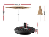 Instahut 2.7m Outdoor Umbrella w/Base Pole Stand Garden Sun Beige UMB-POLE-27-TIL-BASE-BG