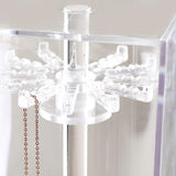 Spinning Tubular Acrylic Jewelry Storage Holder, Rotating Organizer - 24 Hooks for Dressing - Holds V1369-AZ3-W-00512
