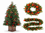 Christabelle Sable Fir Christmas 3pc Set 1.2m Potted Tree 61cm Wreath 2.74m Garland with Multic CMB-SENSF4P-WG
