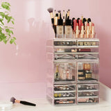 Embellir Makeup Case Acrylic Cosmetic Organizer Storage Box Jewellery Holder CASE-STAND-PLS-12DRAWER-TP