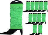 12 LEG WARMERS Knitted Womens Neon Party Knit Ankle Fluro Dance Costume 80s BULK - Fluro Green V563-BR-12NNLEGWRMR-FLUGRN
