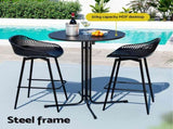 Gardeon 3PC Outdoor Bar Set Stools Dining Chairs Table Patio Furniture Bistro Set Black ODF-BARSET-3PP-BK