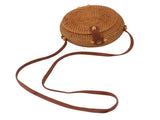 Handwoven Round Rattan Bag Tropical Beach Style Woven Shoulder Rattan Bag with Leather Strap 20cm V1294-YM0706-3117230158012