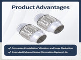 2PCS Exhaust Flex Pipe Stainless Steel Double Braid 1.75" x 4" w/Ends 4" Long V1258-DP02-WO-317