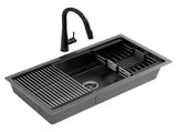 Cefito Stainless Steel Sink 81x45CM With Pull Out Mixer Tap Kitchen Basin Single Bowl Black SINK-BLACK-8145T-52