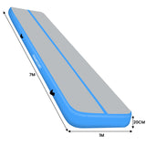 Powertrain Airtrack 20cm Thick 7m x 1m Inflatable Gymnastics Tumbling Mat Air Track - Blue IFM-0701-GYBU