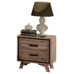 Bedside Table 2 drawer Night Stand with Solid Acacia Storage in Sliver Brush Colour V43-BST-SSH