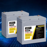 Giantz AGM Deep Cycle Battery 12V 75Ah x2 Box Portable Solar Caravan Camping BATTERY-C-AGM-75X2