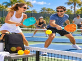 Fiberglass Pickleball Paddle Set - Turquoise Blue and Orange Swirl Design, 2 Paddles with 4 V888-ELOSUNG57468